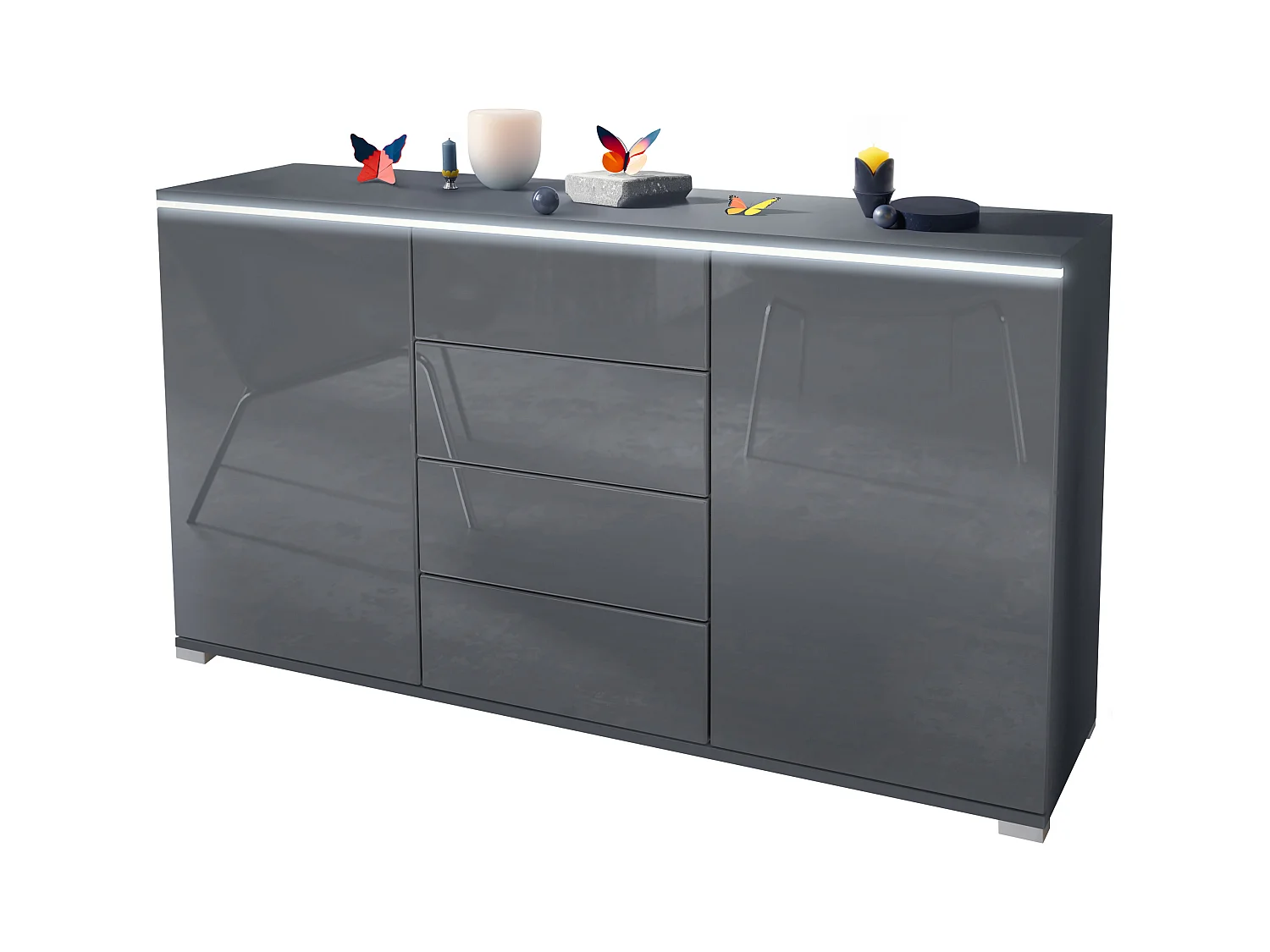 SIDEBOARD Faro Grau Hochglanz