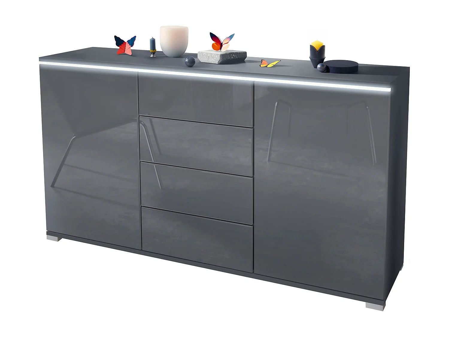 SIDEBOARD Faro Grau Hochglanz