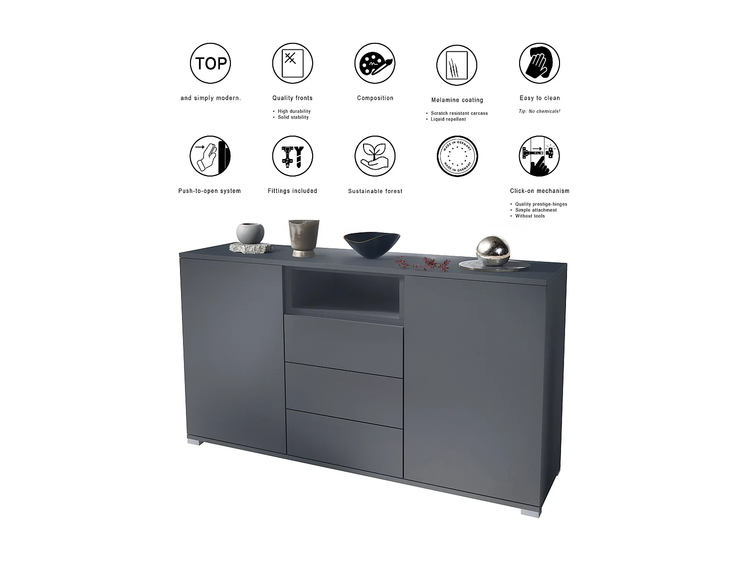 SIDEBOARD Skadu Schwarz matt