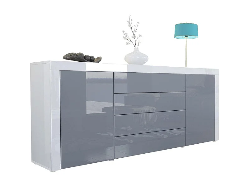 SIDEBOARD La Paz Grau Hochglanz / Weiß Hochglanz
