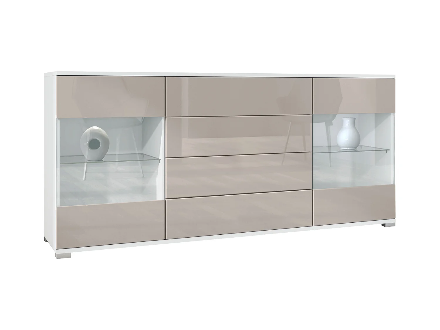 SIDEBOARD Bari Sandgrau Hochglanz