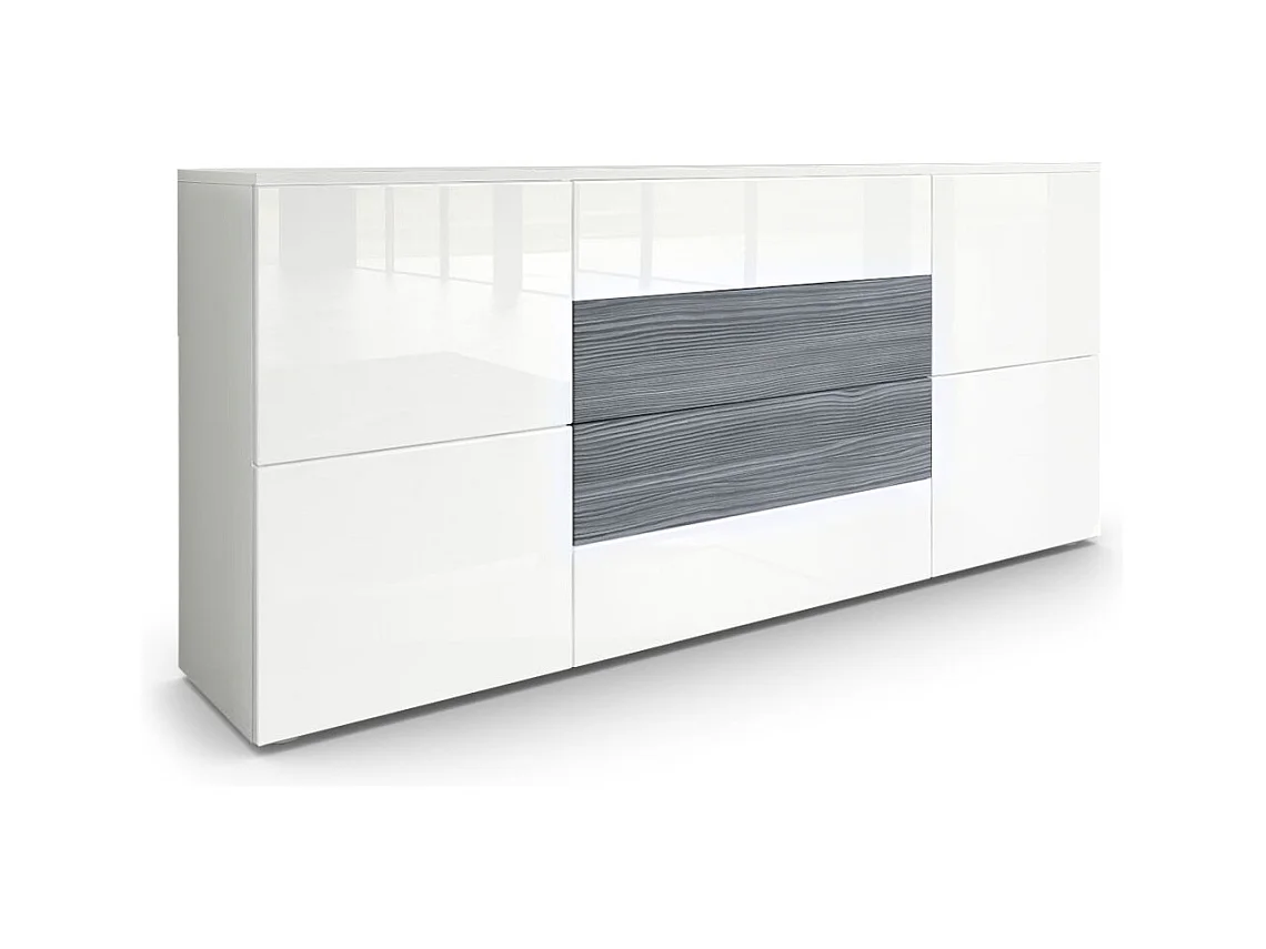 SIDEBOARD Rova Weiß Hochglanz / Avola-Anthrazit