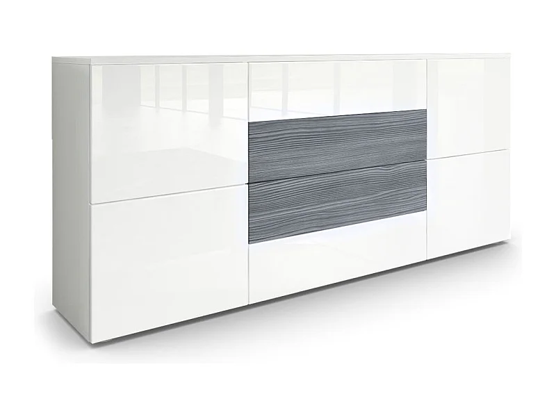 SIDEBOARD Rova Weiß Hochglanz / Avola-Anthrazit