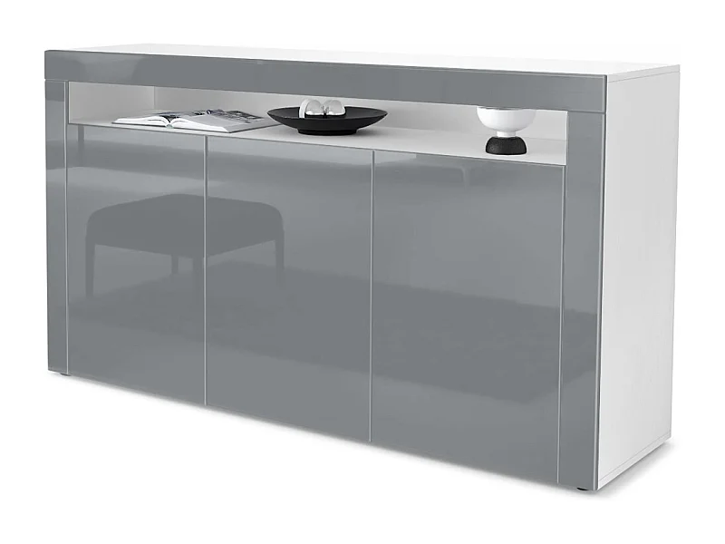 SIDEBOARD Valencia Grau Hochglanz / Grau Hochglanz