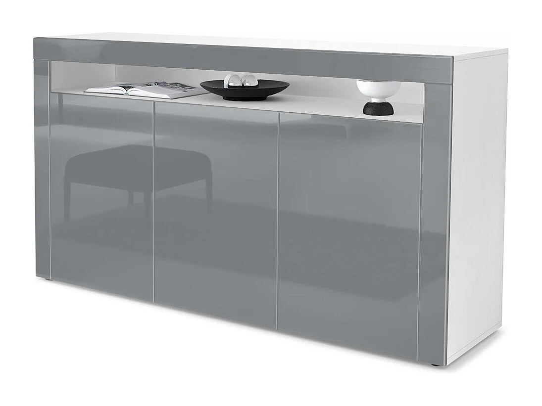 SIDEBOARD Valencia Grau Hochglanz / Grau Hochglanz