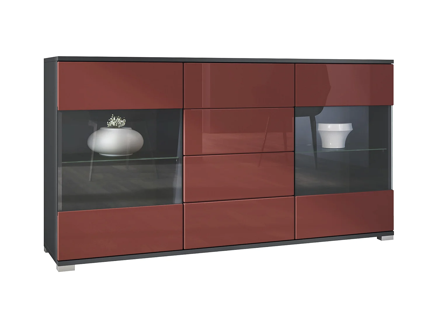 SIDEBOARD Bari Bordeaux Hochglanz