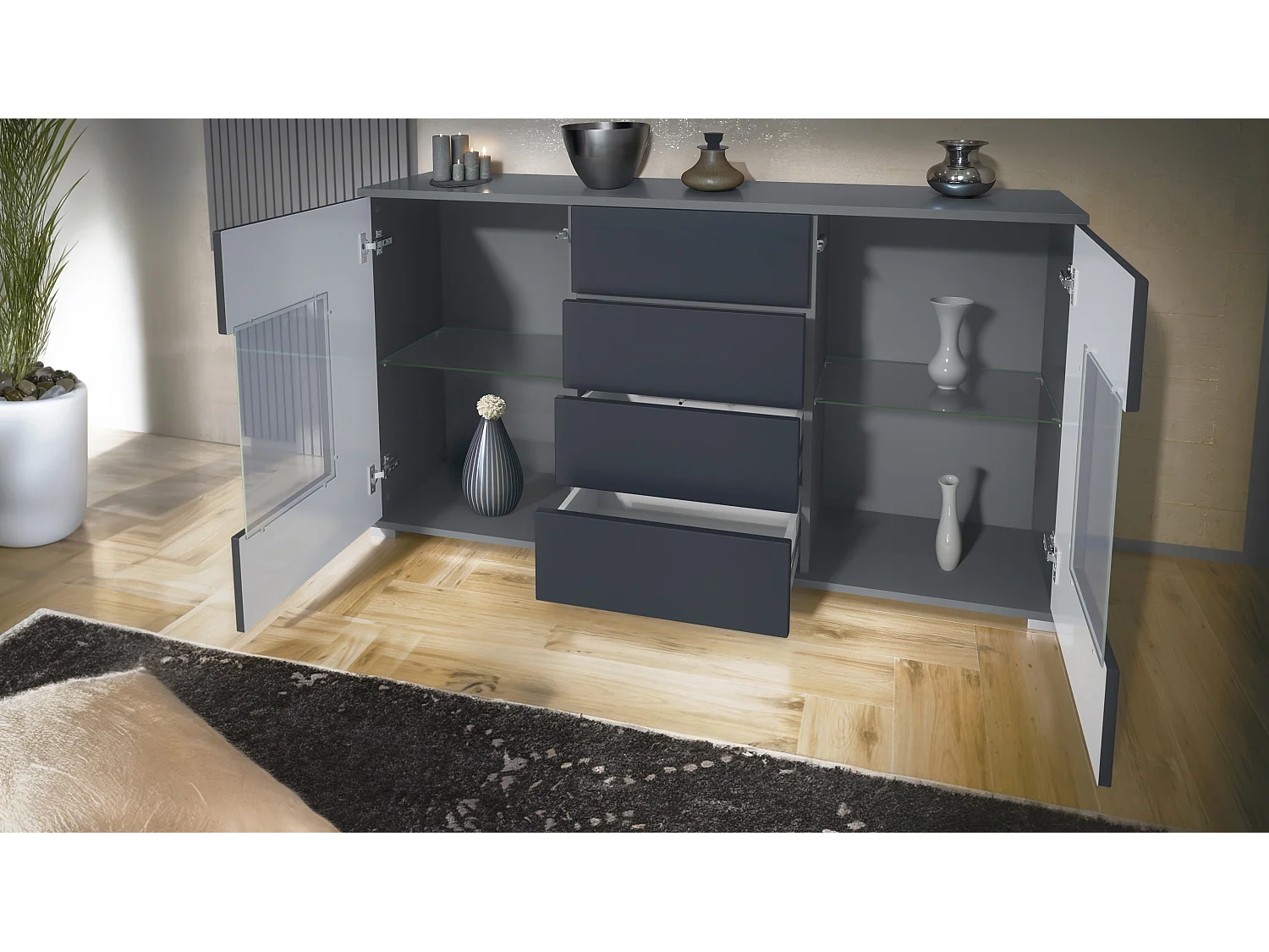 SIDEBOARD Grömitz Weiß Hochglanz