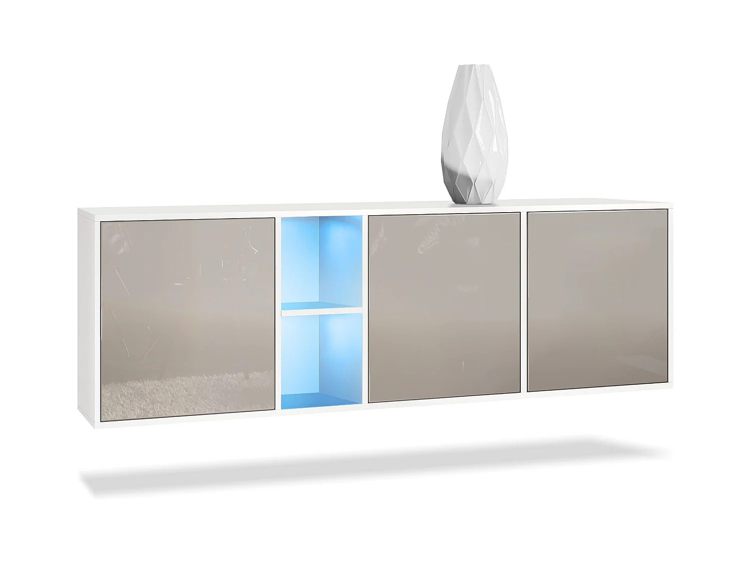 SIDEBOARD Cuba Türen in Sandgrau Hochglanz