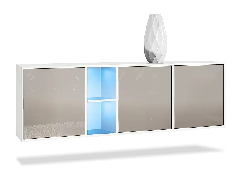 SIDEBOARD Cuba Türen in Sandgrau Hochglanz