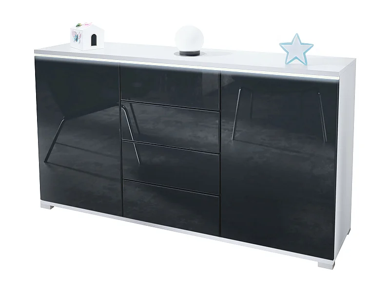 SIDEBOARD Faro Schwarz Hochglanz
