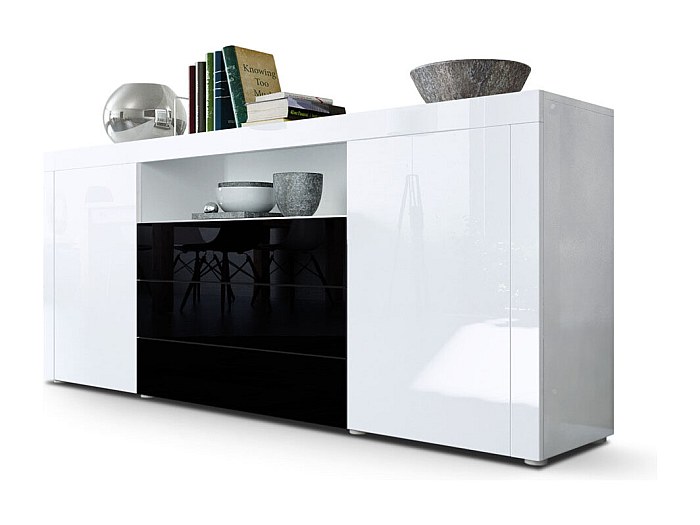 Sideboard Hochglanz Schwarz Wei