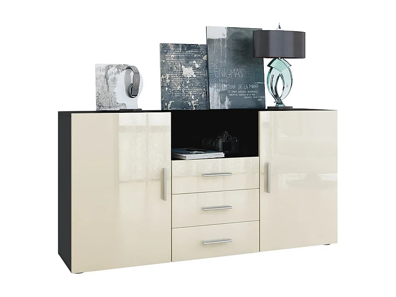 SIDEBOARD Skadu Front in Creme Hochglanz
