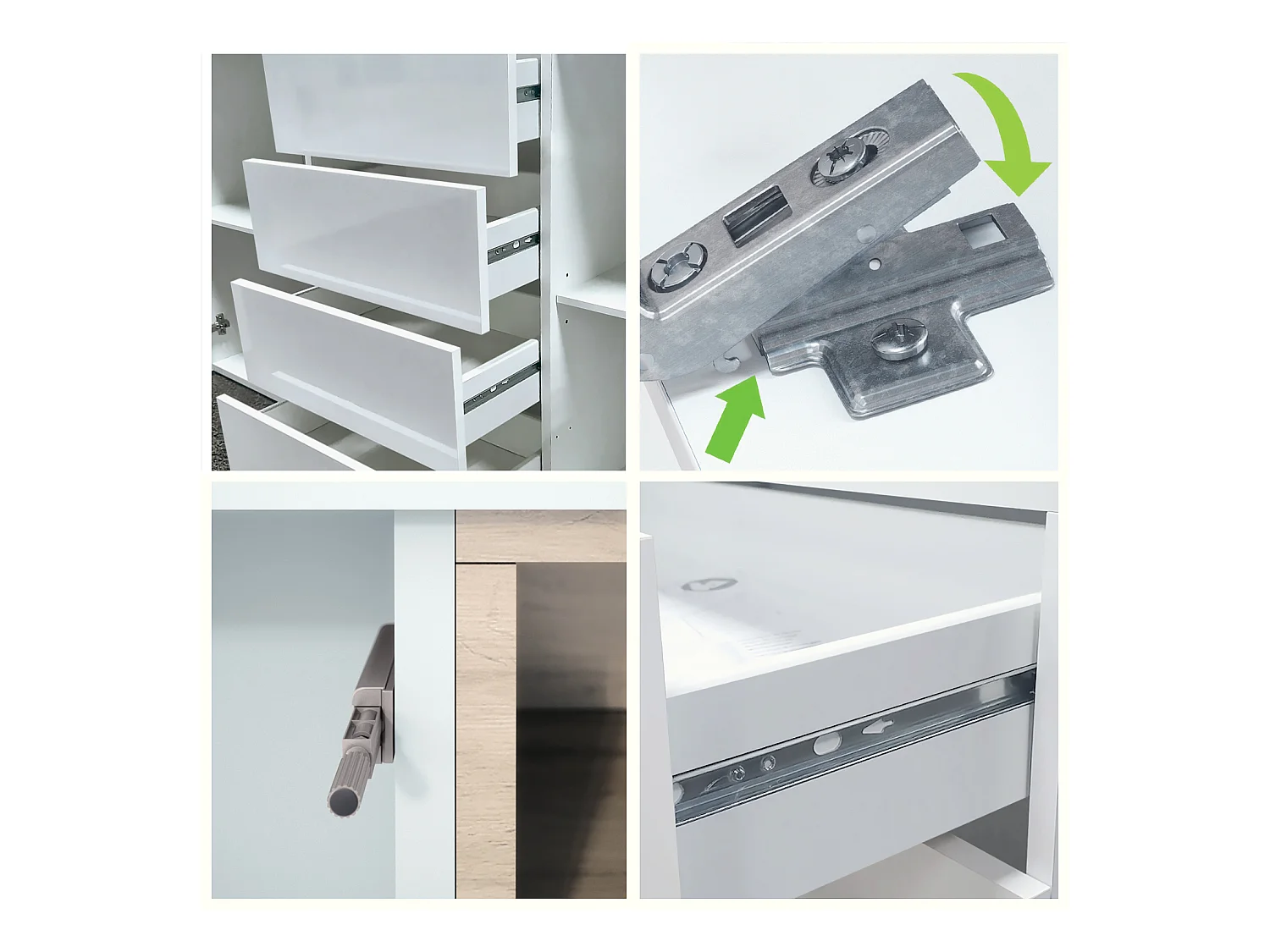 Skadu V2 Buffet, Commode avec 2 portes, 3 tiroirs et 1 compartiment ouvert, blanc mat/denim mat (138,5 x 75,5 x 35 cm)