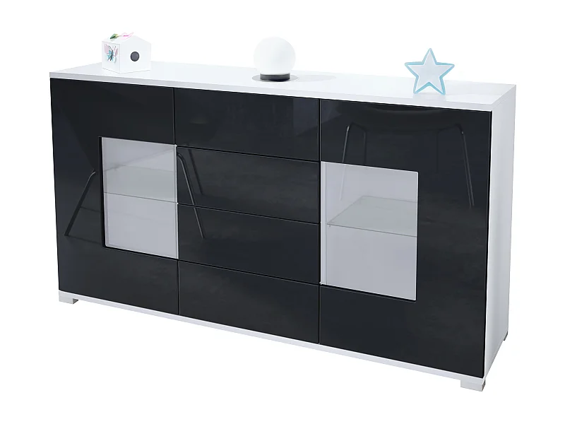 SIDEBOARD Grömitz Schwarz Hochglanz