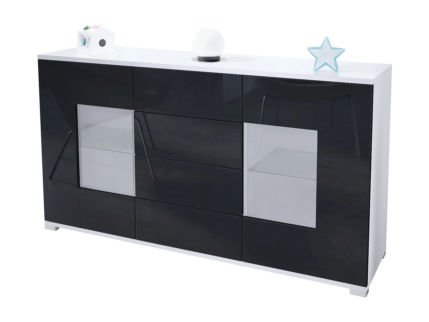 SIDEBOARD Grömitz Schwarz Hochglanz