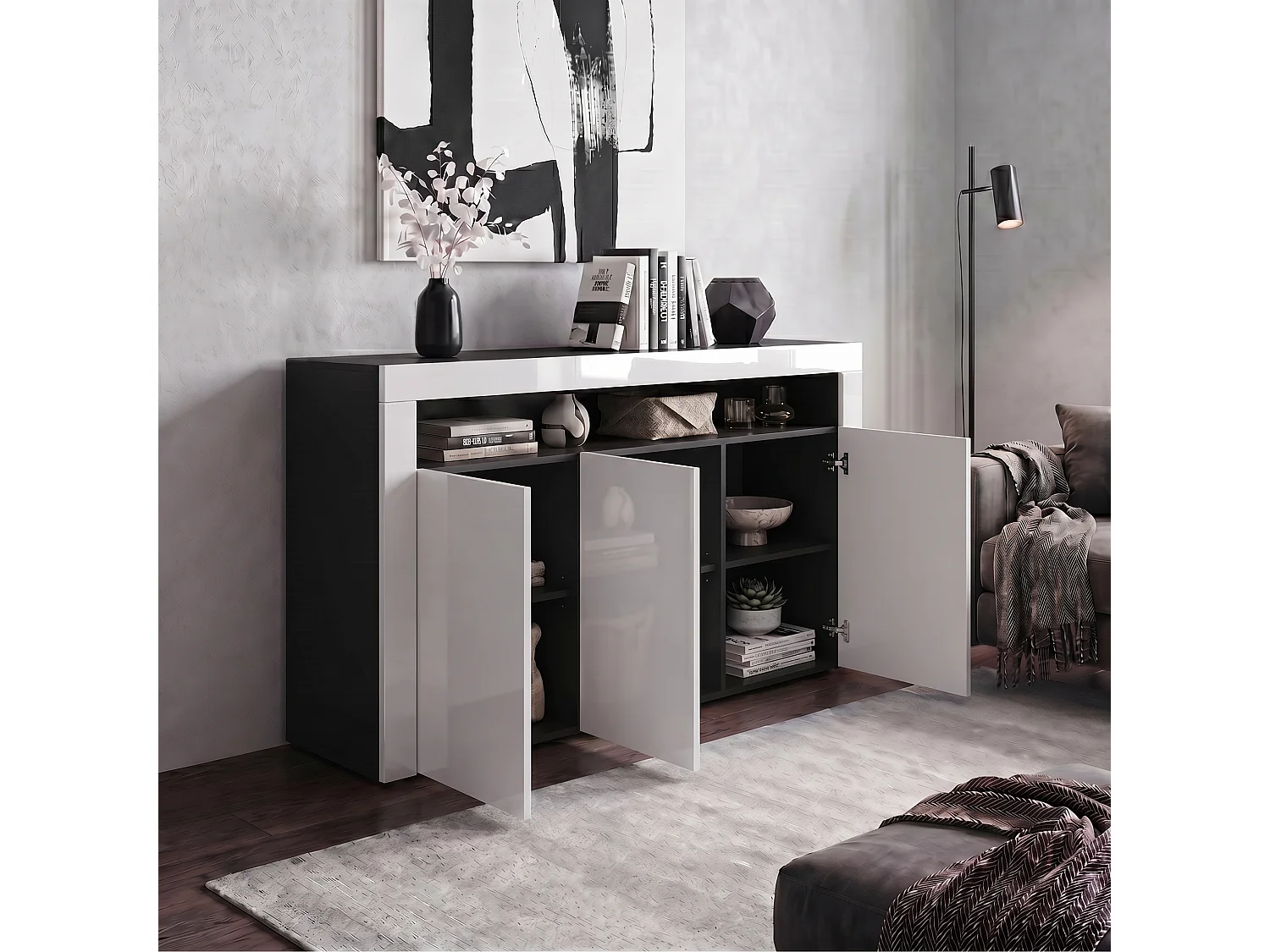 SIDEBOARD Valencia Bordeaux Hochglanz / Bordeaux Hochglanz
