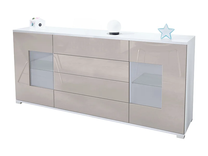 SIDEBOARD Grömitz Sandgrau Hochglanz