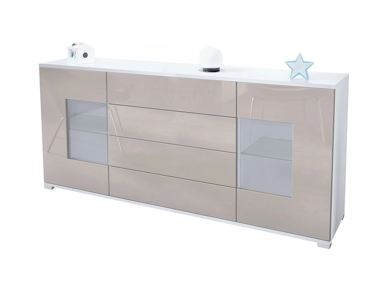 SIDEBOARD Grömitz Sandgrau Hochglanz