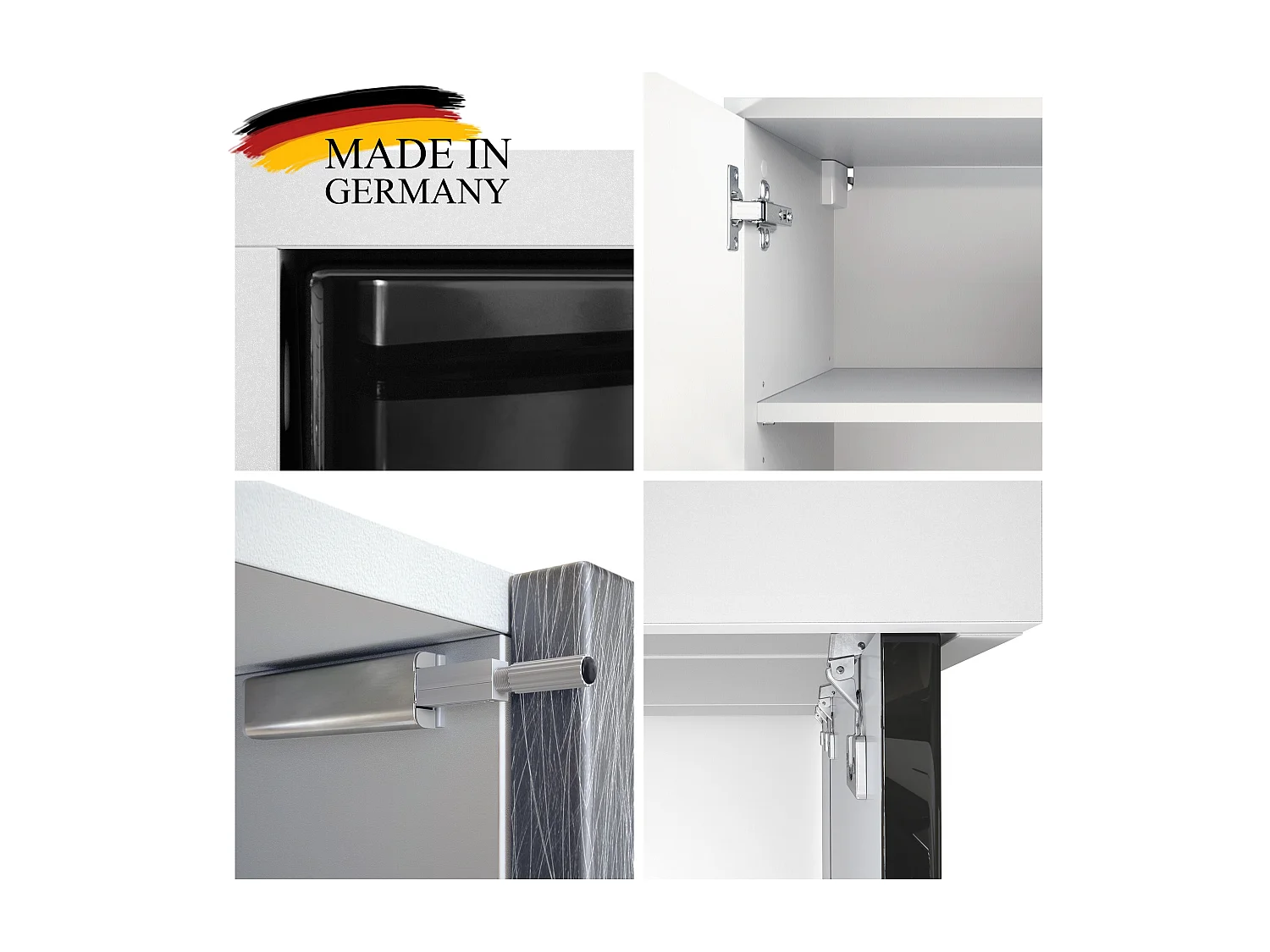 Vladon Cassettiera Cuba - bianco opaco/grigio sabbia lucido - Credenza moderna per la zona giorno - (LxAxP) 182x53x35 cm