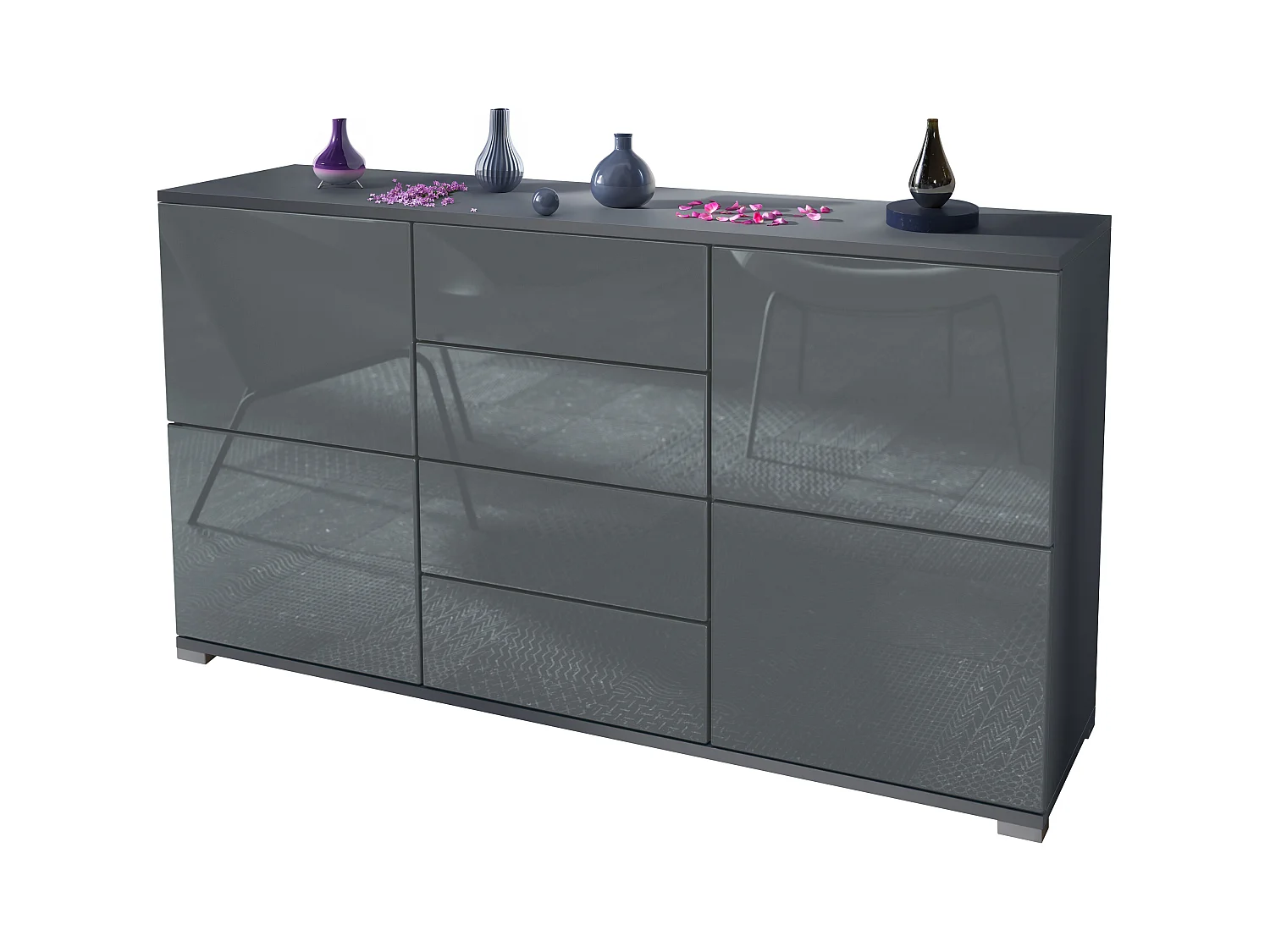 SIDEBOARD Rova Grau Hochglanz