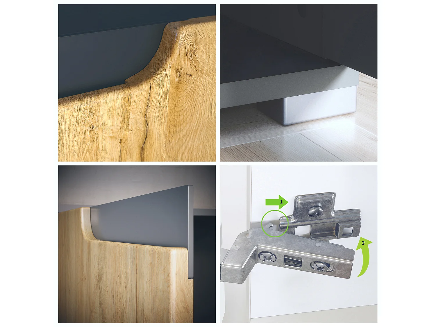 Credenza Cassettiera Sylt, struttura in nero opaco / frontale in antracite opaco  con compensazioni in antracite opaco  (139 x 72 x 35)