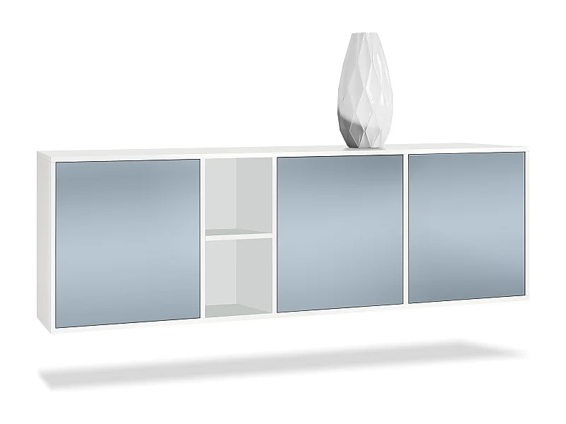 Vladon Cassettiera Cuba - bianco opaco/denim opaco - Credenza moderna per la zona giorno - (LxAxP) 182x53x35 cm