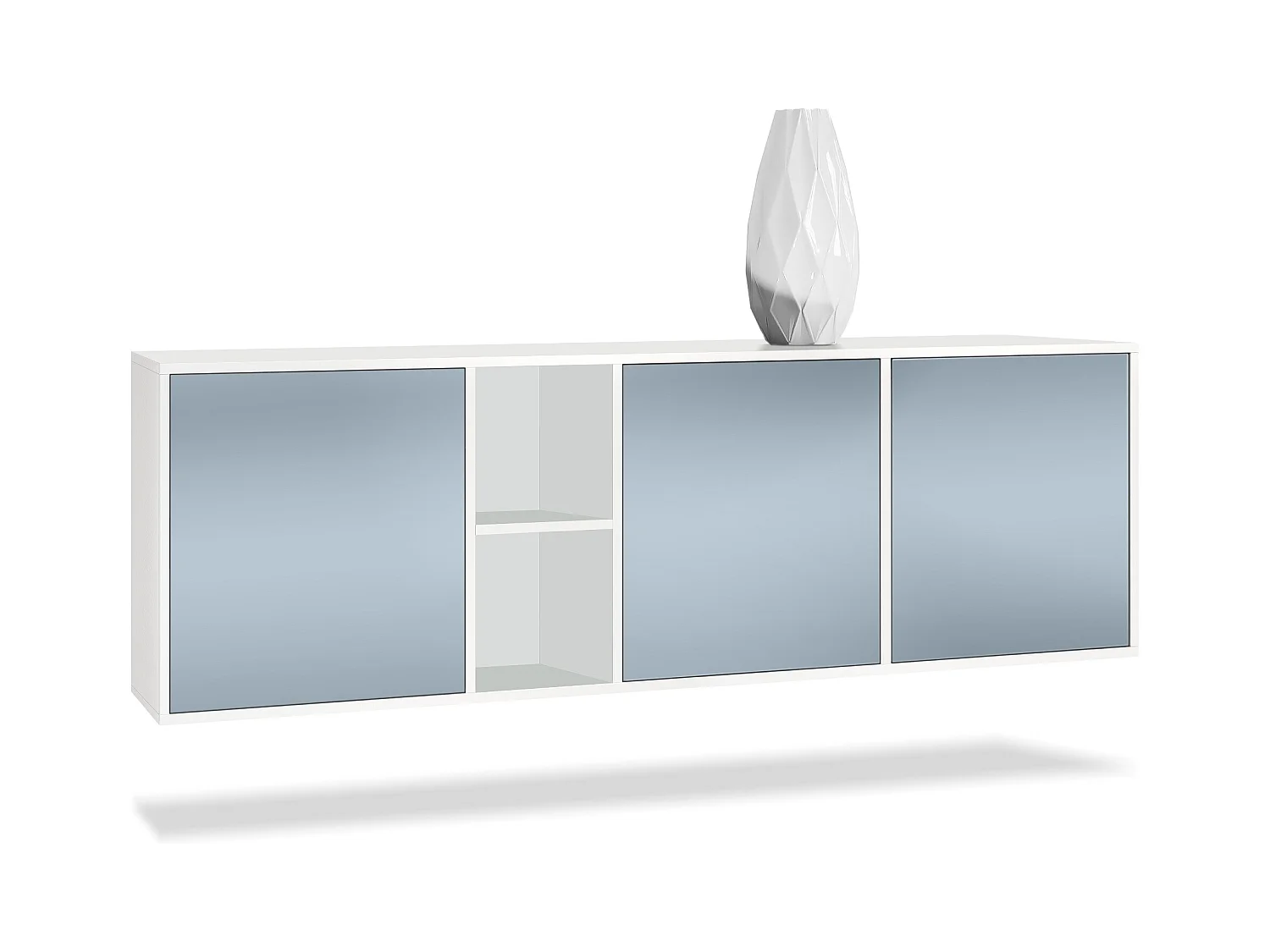Commode Cuba - blanc mat/denim mat - Buffet moderne pour votre salon - (LxHxP) 182x53x35 cm