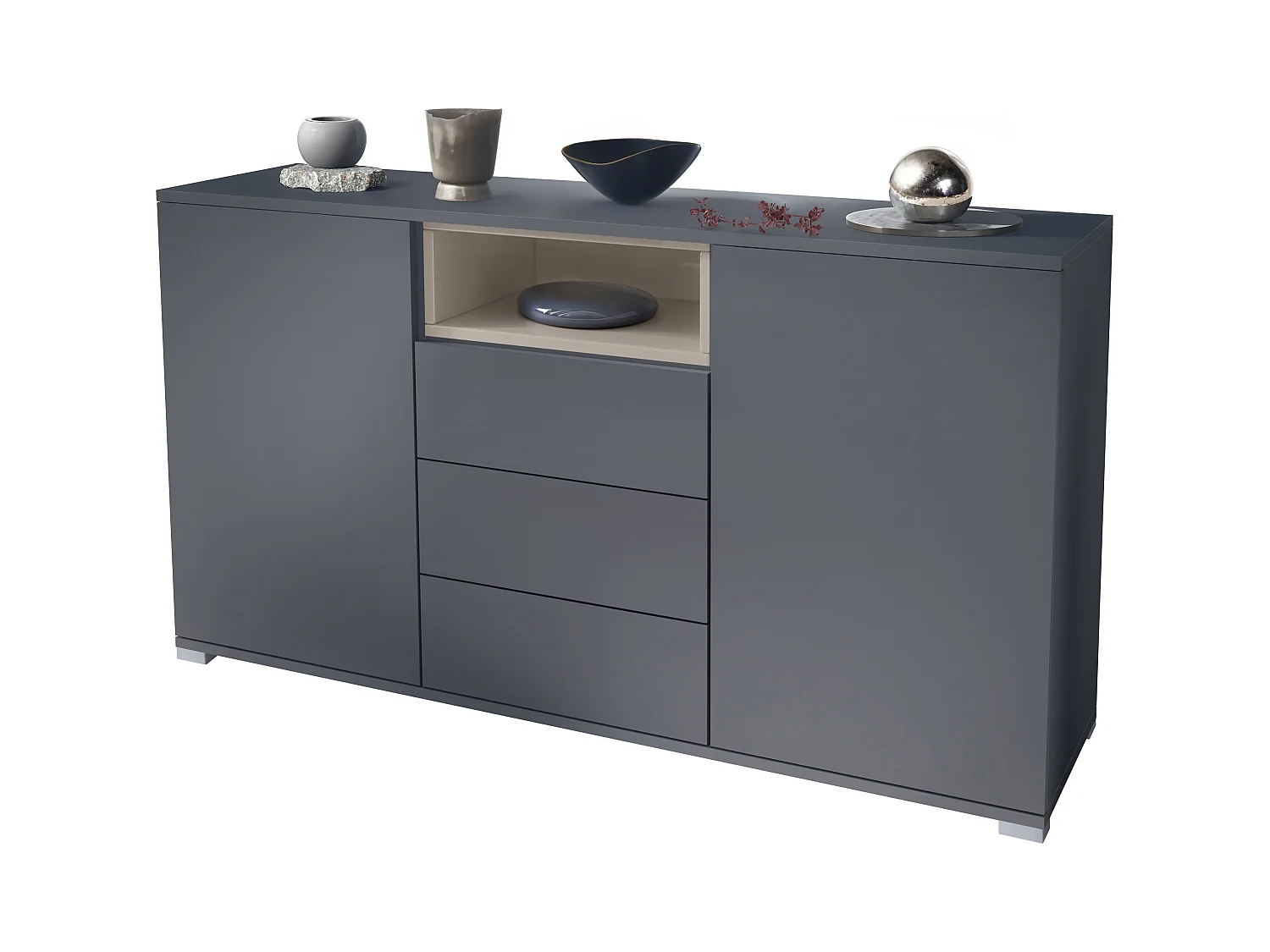 SIDEBOARD Skadu Sandgrau Hochglanz