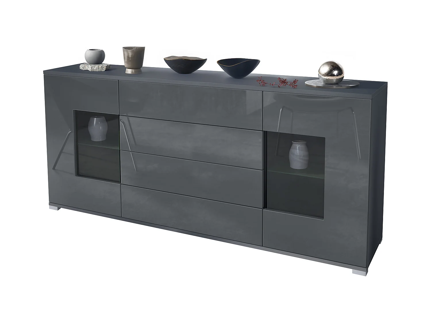 SIDEBOARD Grömitz Grau Hochglanz