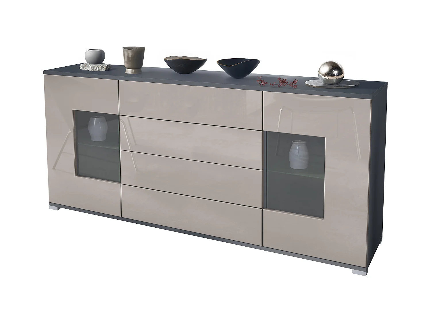 SIDEBOARD Grömitz Sandgrau Hochglanz