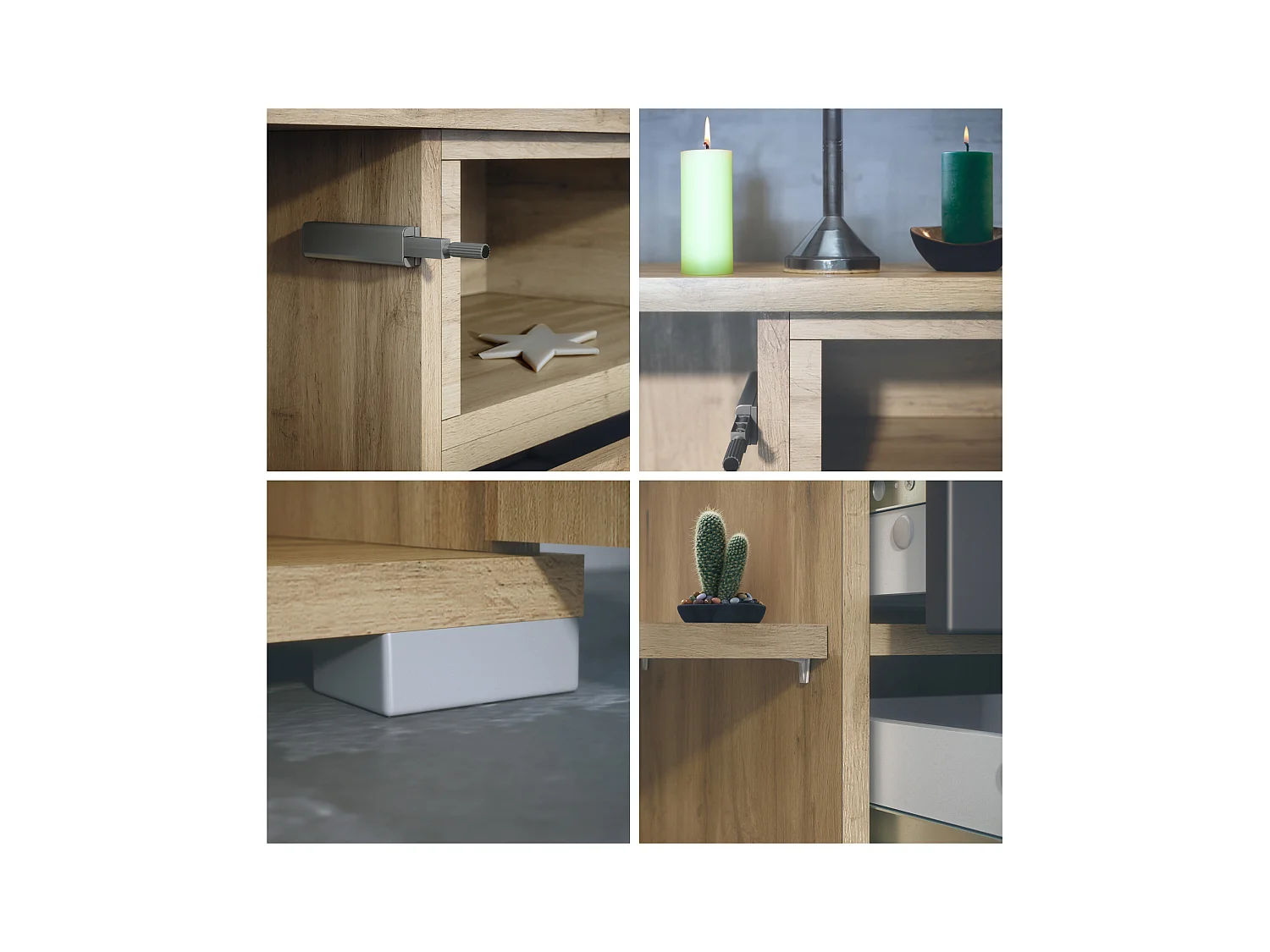 Skadu V4 Buffet, Commode avec 2 portes, 3 tiroirs et 1 compartiment ouvert, Chêne Evoke/denim mat (166,5 x 75,5 x 35 cm)