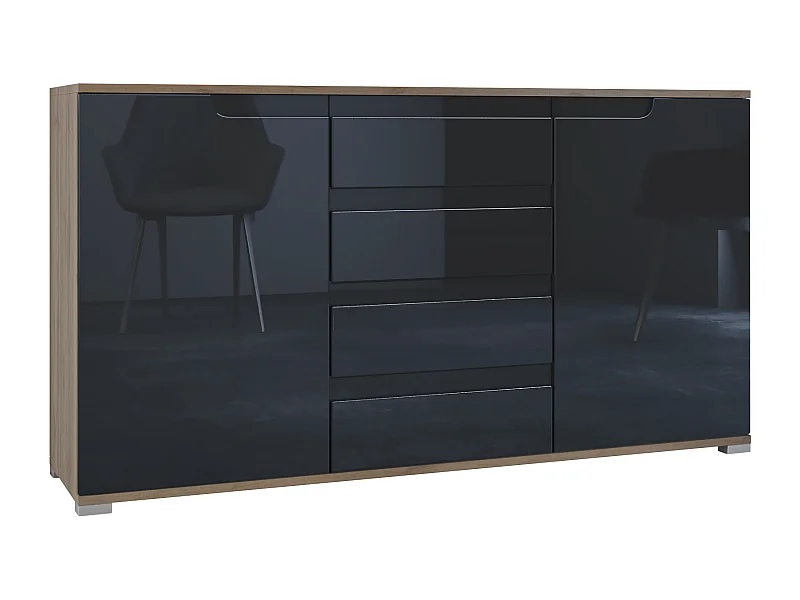SIDEBOARD Sylt Schwarz Hochglanz