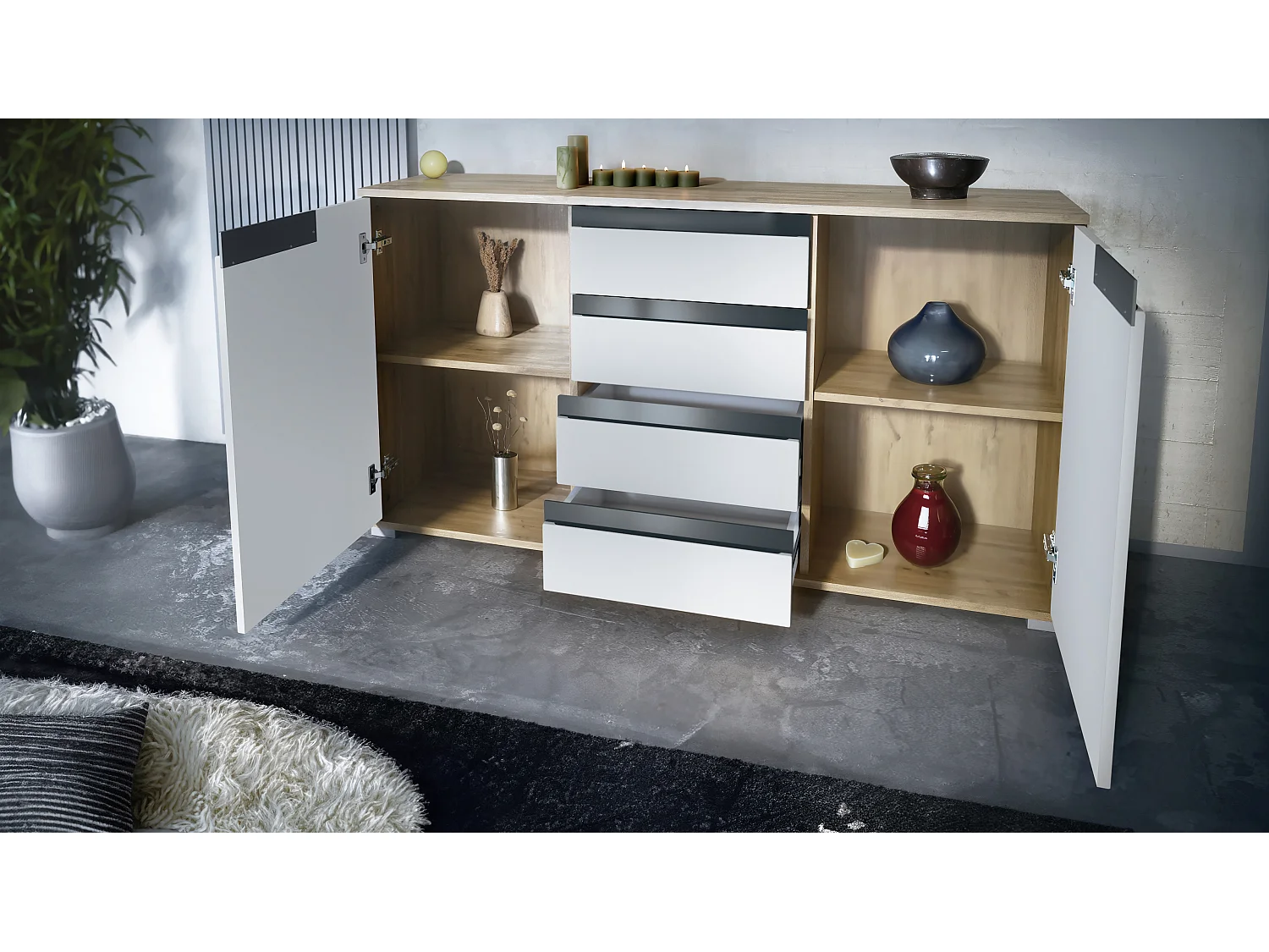 SIDEBOARD Sylt Schwarz Hochglanz