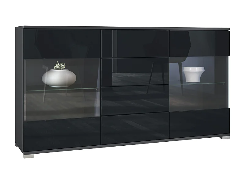SIDEBOARD Bari Schwarz Hochglanz