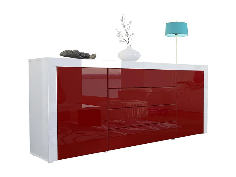SIDEBOARD La Paz Bordeaux Hochglanz / Weiß Hochglanz