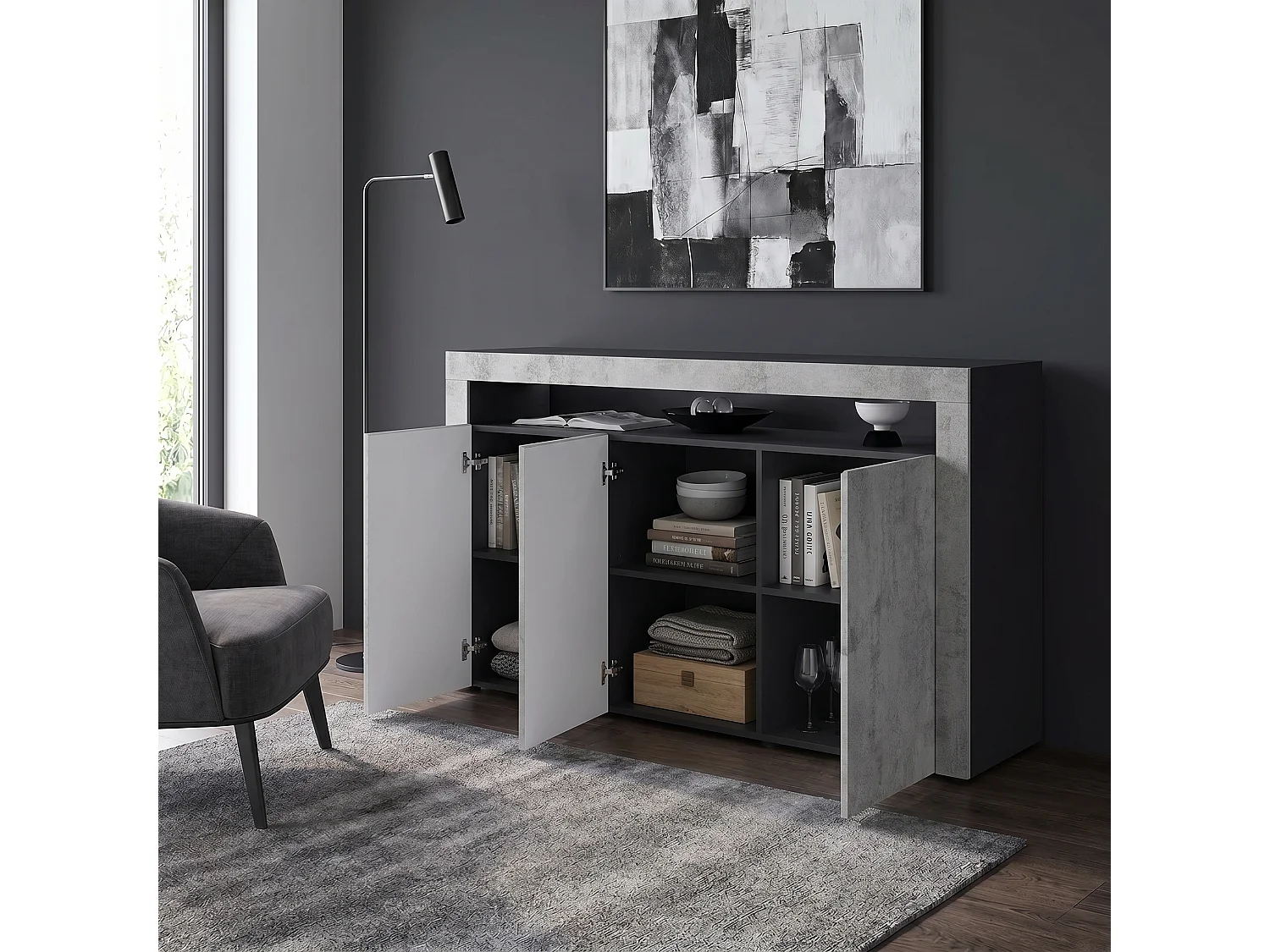 SIDEBOARD Valencia Beton Oxid Optik/ Beton Oxid Optik