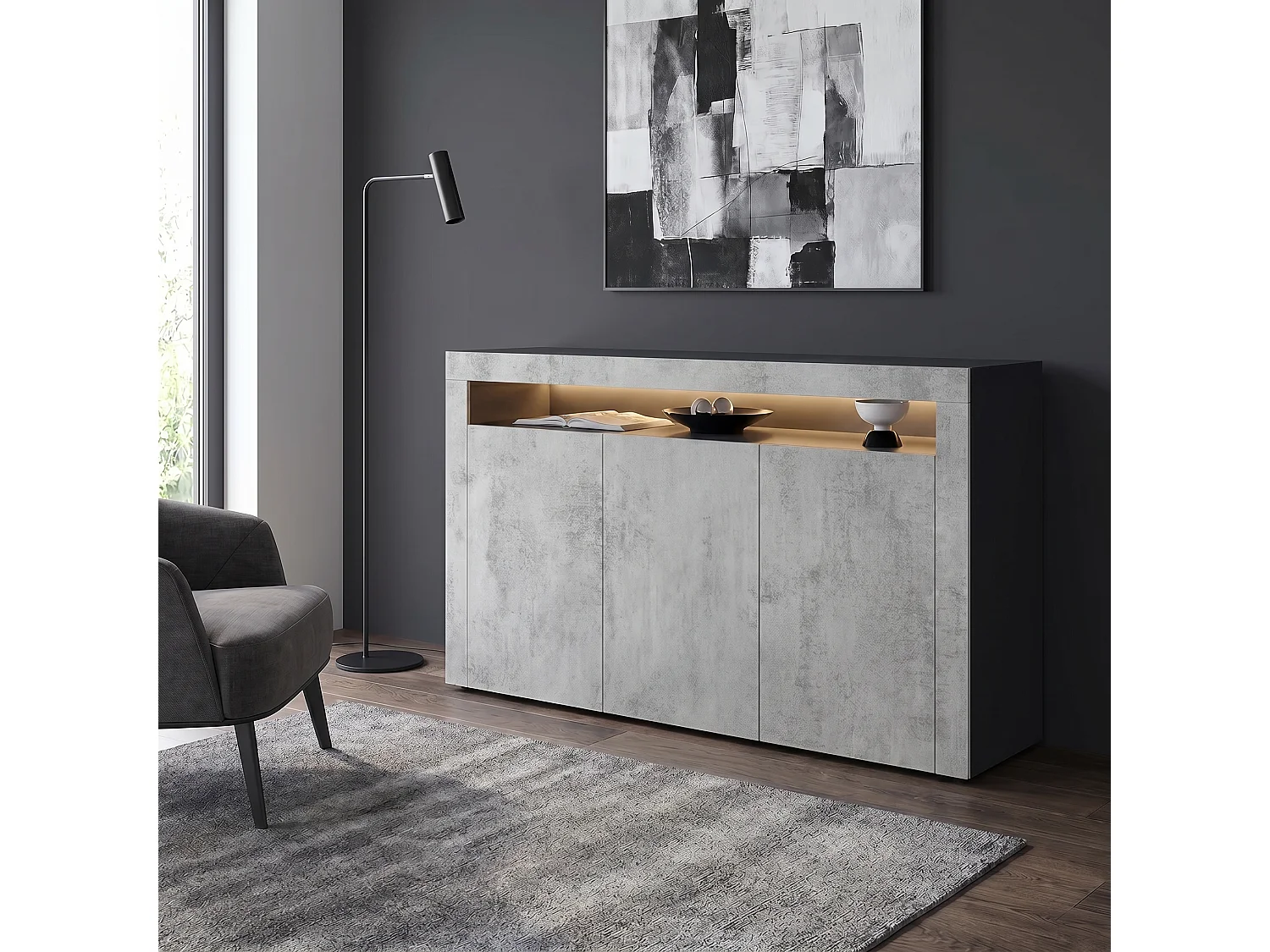 SIDEBOARD Valencia Beton Oxid Optik/ Beton Oxid Optik