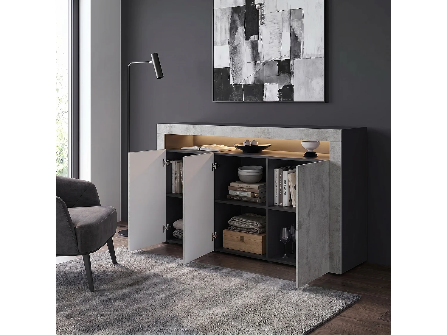 SIDEBOARD Valencia Beton Oxid Optik/ Beton Oxid Optik