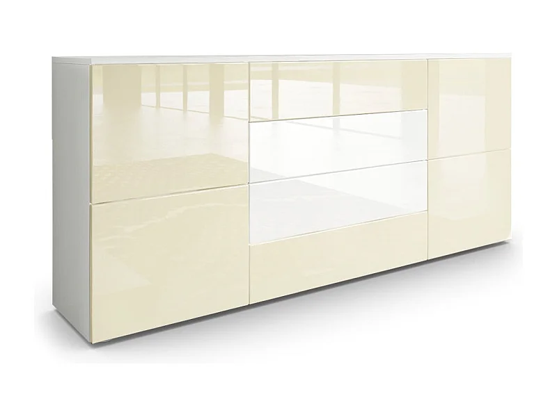 SIDEBOARD Rova Creme Hochglanz / Weiß Hochglanz