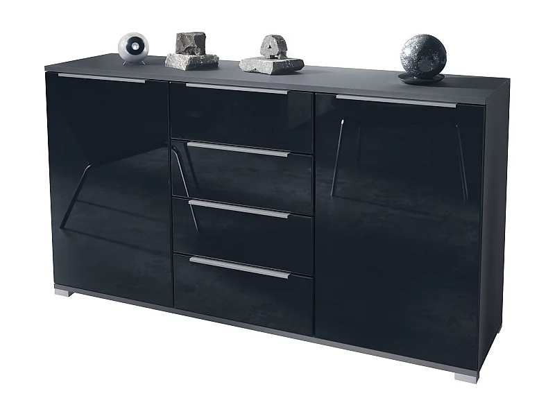 SIDEBOARD Linio Schwarz Hochglanz