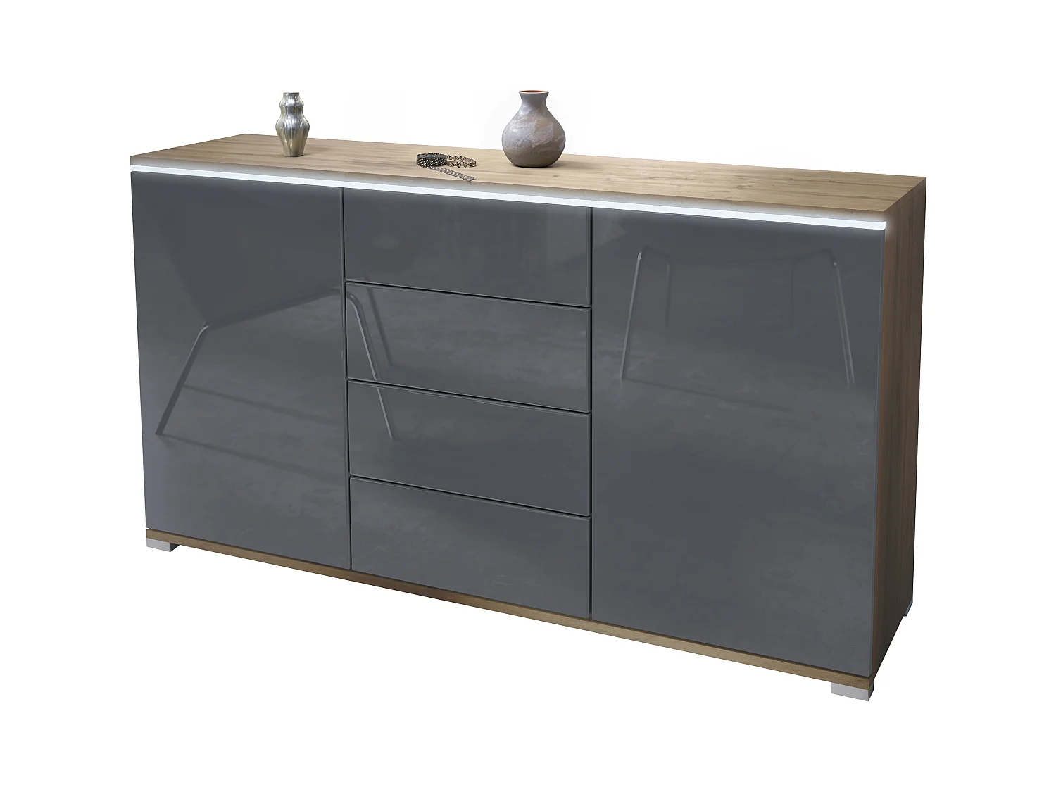 SIDEBOARD Faro Grau Hochglanz