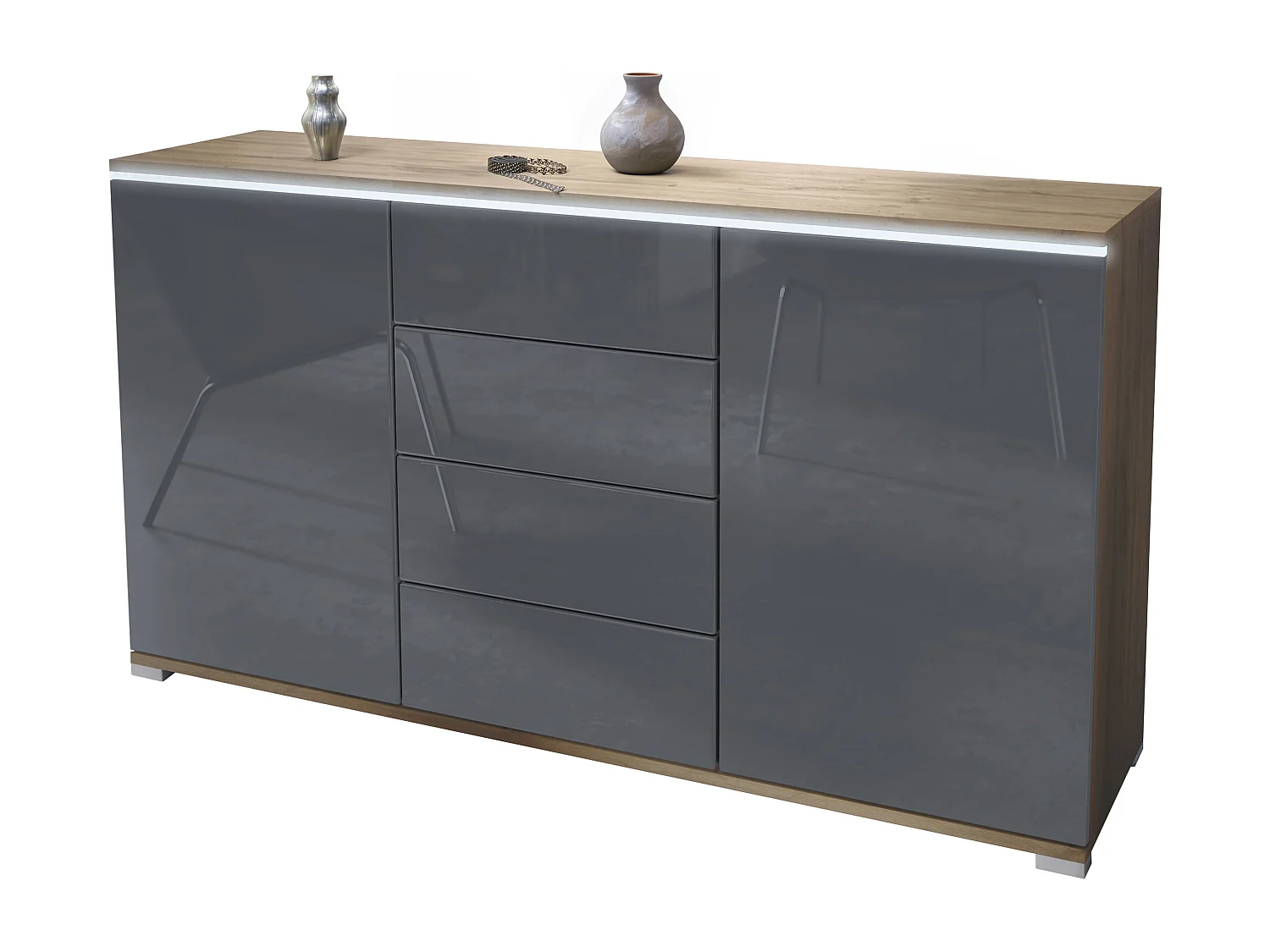 SIDEBOARD Faro Grau Hochglanz