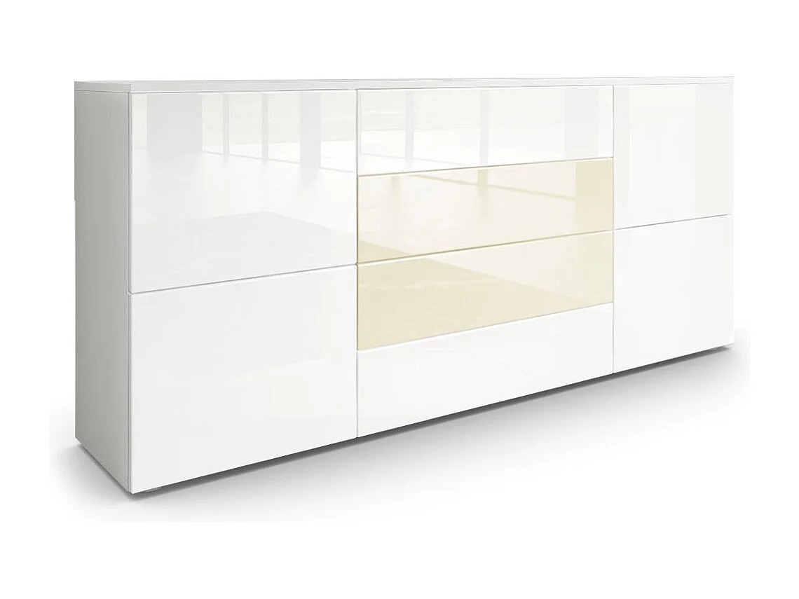 SIDEBOARD Rova Weiß Hochglanz / Creme Hochglanz