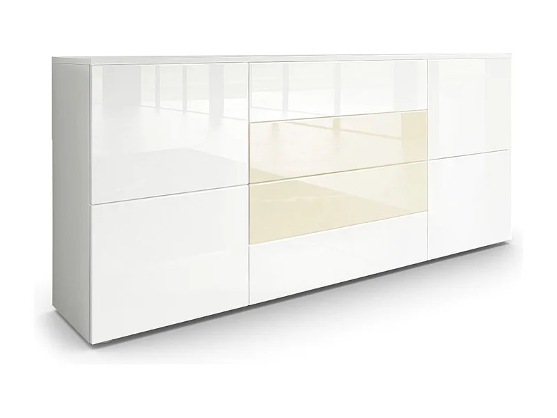 SIDEBOARD Rova Weiß Hochglanz / Creme Hochglanz
