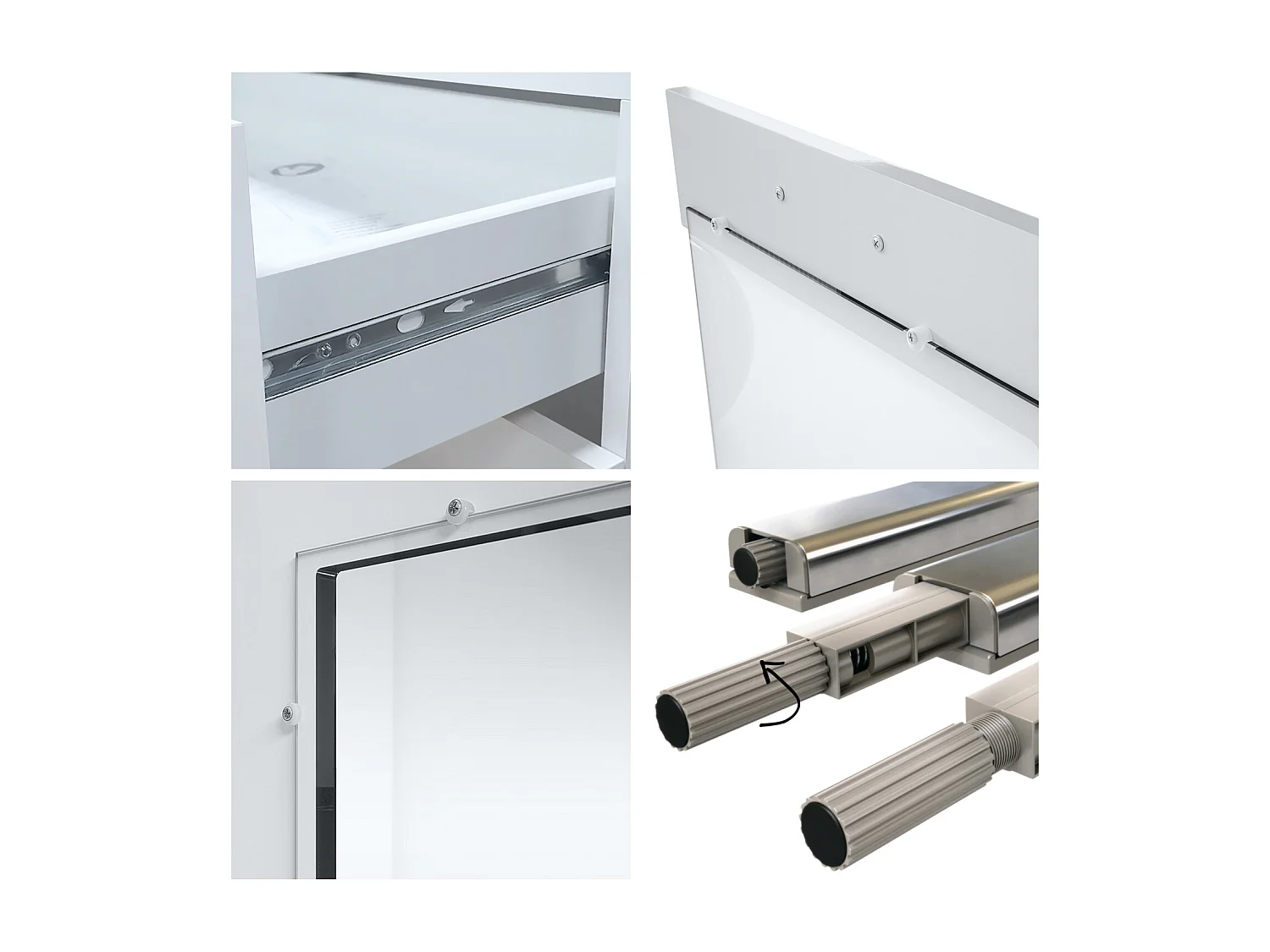 Buffet Grömitz V1 – Meuble avec 2 Grandes Portes et 4 Tiroirs, blanc mat/blanc haute brillance (138,5 x 75,5 x 35)