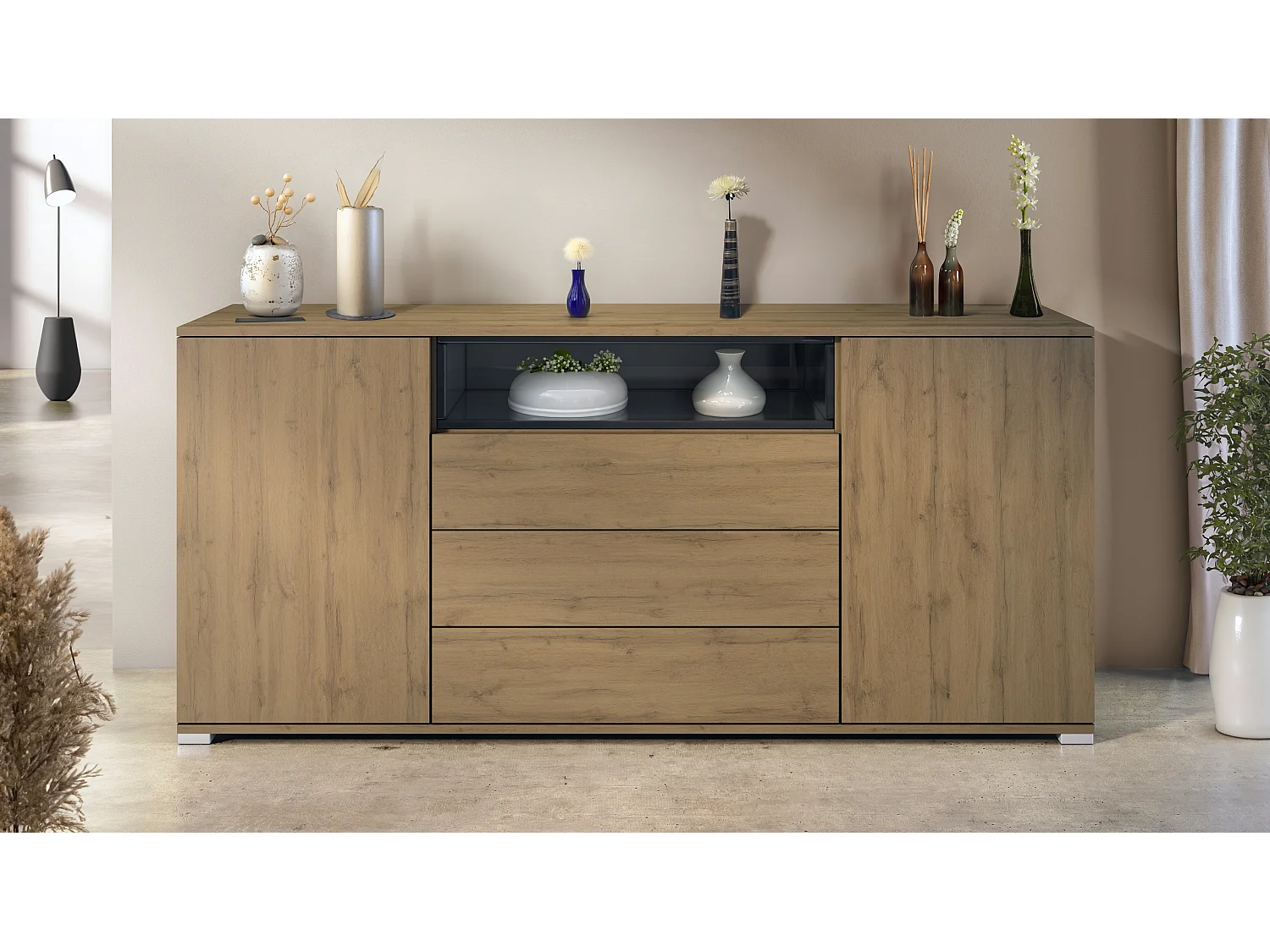 SIDEBOARD Skadu Schwarz Hochglanz