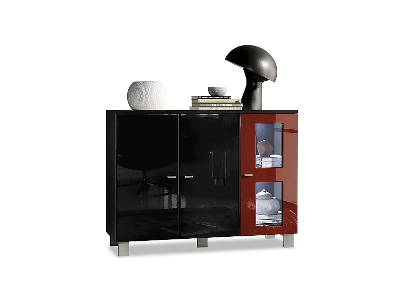 SIDEBOARD Denjo Tür in Bordeaux Hochglanz