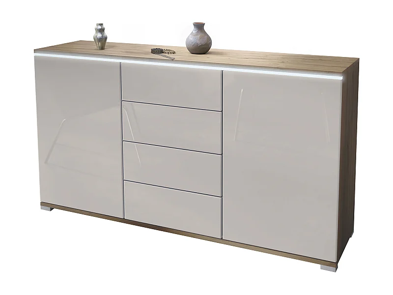 SIDEBOARD Faro Sandgrau Hochglanz