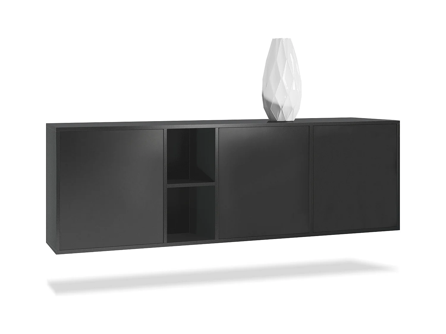 Vladon Cassettiera Cuba - nero opaco/nero opaco - Credenza moderna per la zona giorno - (LxAxP) 182x53x35 cm