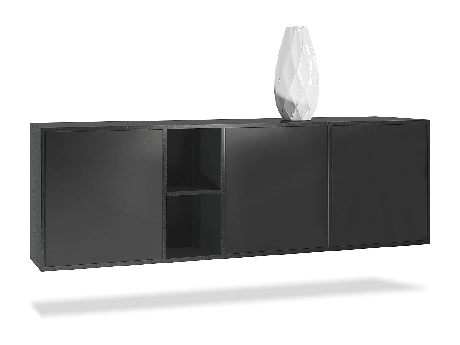 Commode Cuba - noir mat/noir mat - Buffet moderne pour votre salon - (LxHxP) 182x53x35 cm